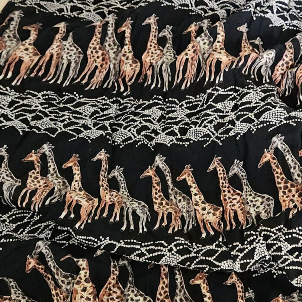 VTG Stonebridge Giraffe Safari Black/Brown Maxi Skirt Size X-Large Elastic Waist - Picture 7 of 7